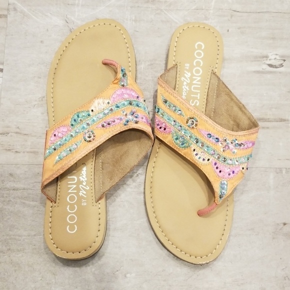 💕COCONUTS by MATISSE💕 Beaded Thong Sandals 9 - Picture 5 of 8